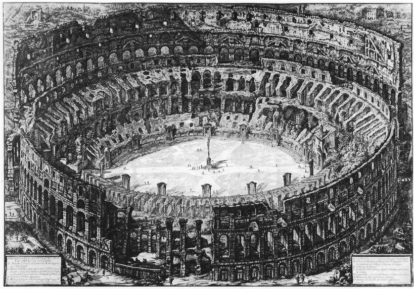 羅馬圓形競技場（Colosseum），為古羅馬時期最大的圓形競技場，建於西元72年至82年，遺跡現位於羅馬市中心。