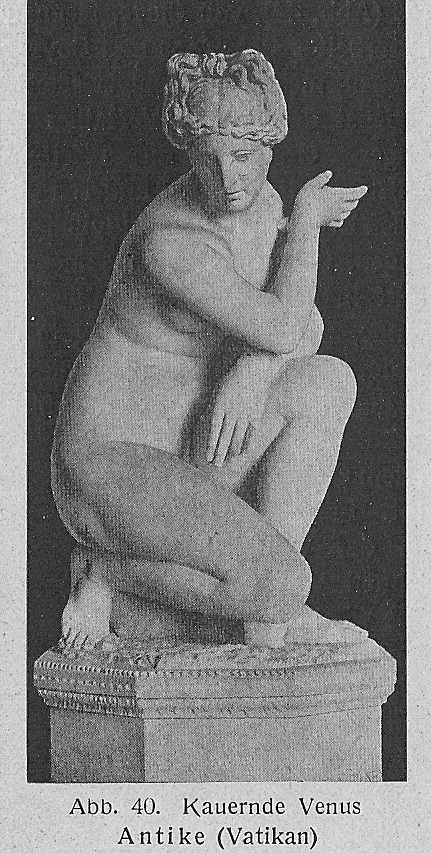 德國藝術史家E. Hildebrandtte提到的在梵諦岡的《蹲下的維納斯》。