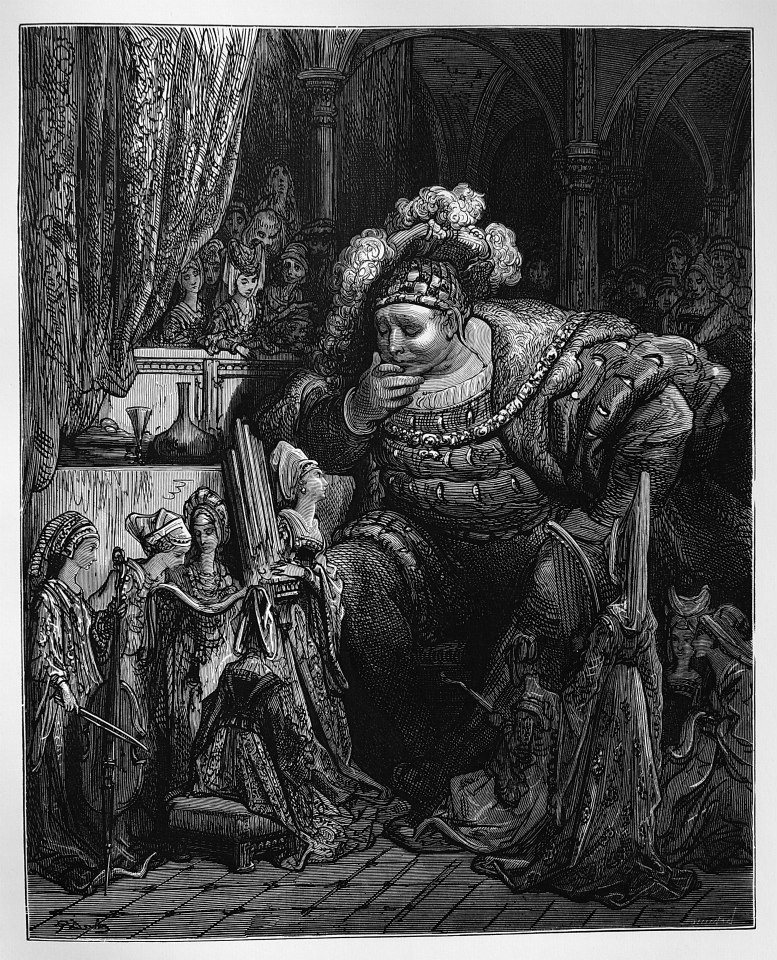 爐火純青的硬木木刻（wood engraving）: Rabelais François，《哈伯雷作品集：巨人傳》（Oeuvres de Rabelais. avec les dessins de Gustave Doré. Garnier Frères, Paris, 1873)。 