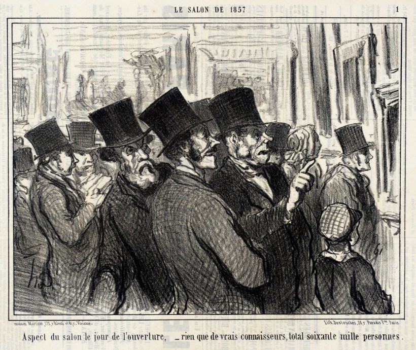 杜米埃，沙龍展開幕日，1857，石版。