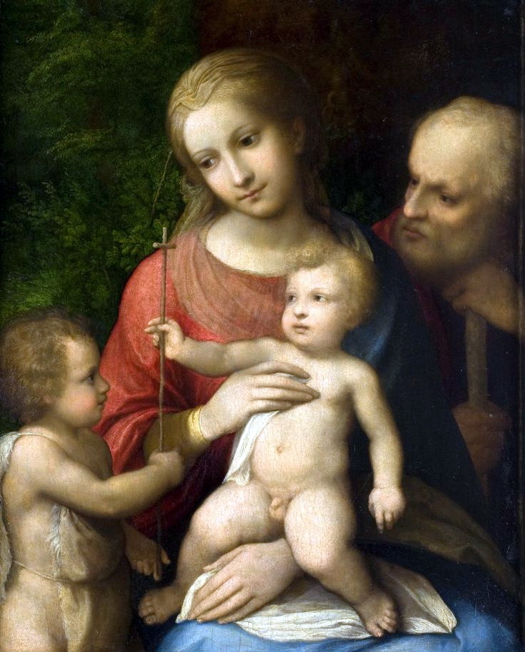 柯雷吉歐,神聖家庭( Holy Family) ,油彩畫布,1518-1519,現藏於巴黎奧爾良美術館(Musée des beaux-arts d'Orléans)