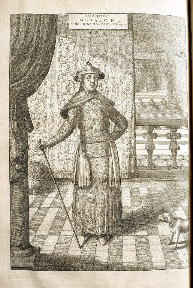 《荷使出訪中國記》英文版插圖:康熙皇帝。