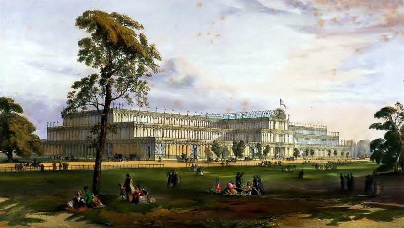 1851年倫敦博覽會海德公園玻璃宮外觀。