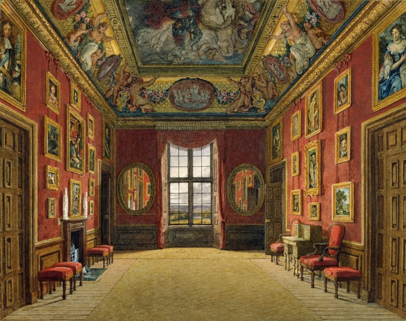 查爾斯‧懷德(Charles Wild, 1781–1835),溫莎保的國王小廳(King's Closet),1816,水彩畫紙,英國王室收藏。