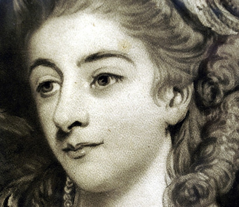 美柔汀銅版《本懷德女士肖像》局部。