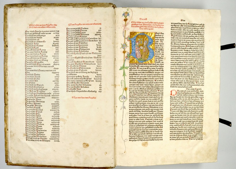 蔡納聖經（Zainer Bible），不晚於1474年。 